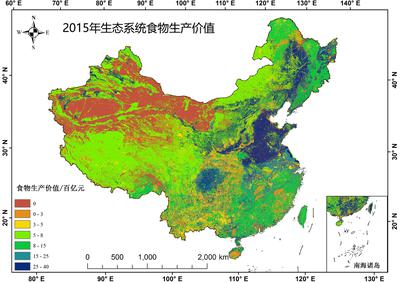 China's Terrestrial Ecosystem Service Value Spatial Distribution - Food Production Data