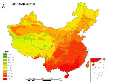 Spatial interpolation data of average temperature in China for 2015
