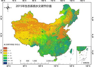 Spatial Distribution of China's Terrestrial Ecosystem Service Value - Hydrological Regulation Data