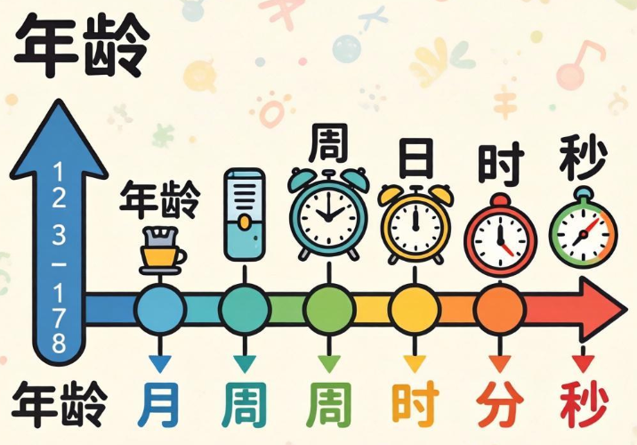 Age, month, week, hour, minute, second online calculator
