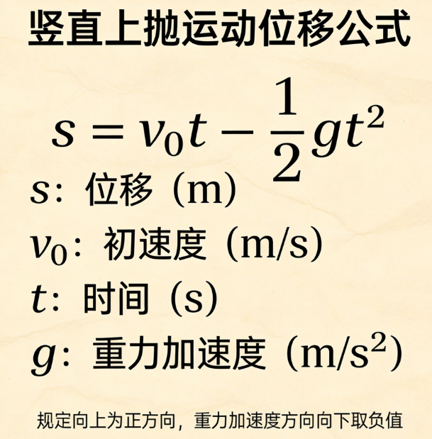 Vertically throwing motion displacement online calculator