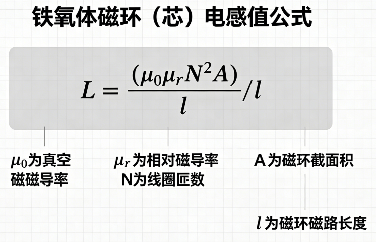 Ferrite magnetic ring (core) inductance value online calculator