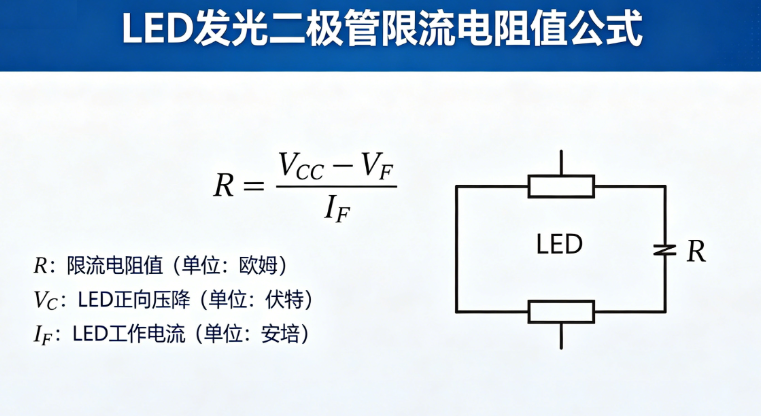 LED light-emitting diode current limiting resistor value online calculation: LED series circuit