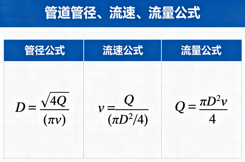 Pipe diameter, flow rate, flow online calculation tool
