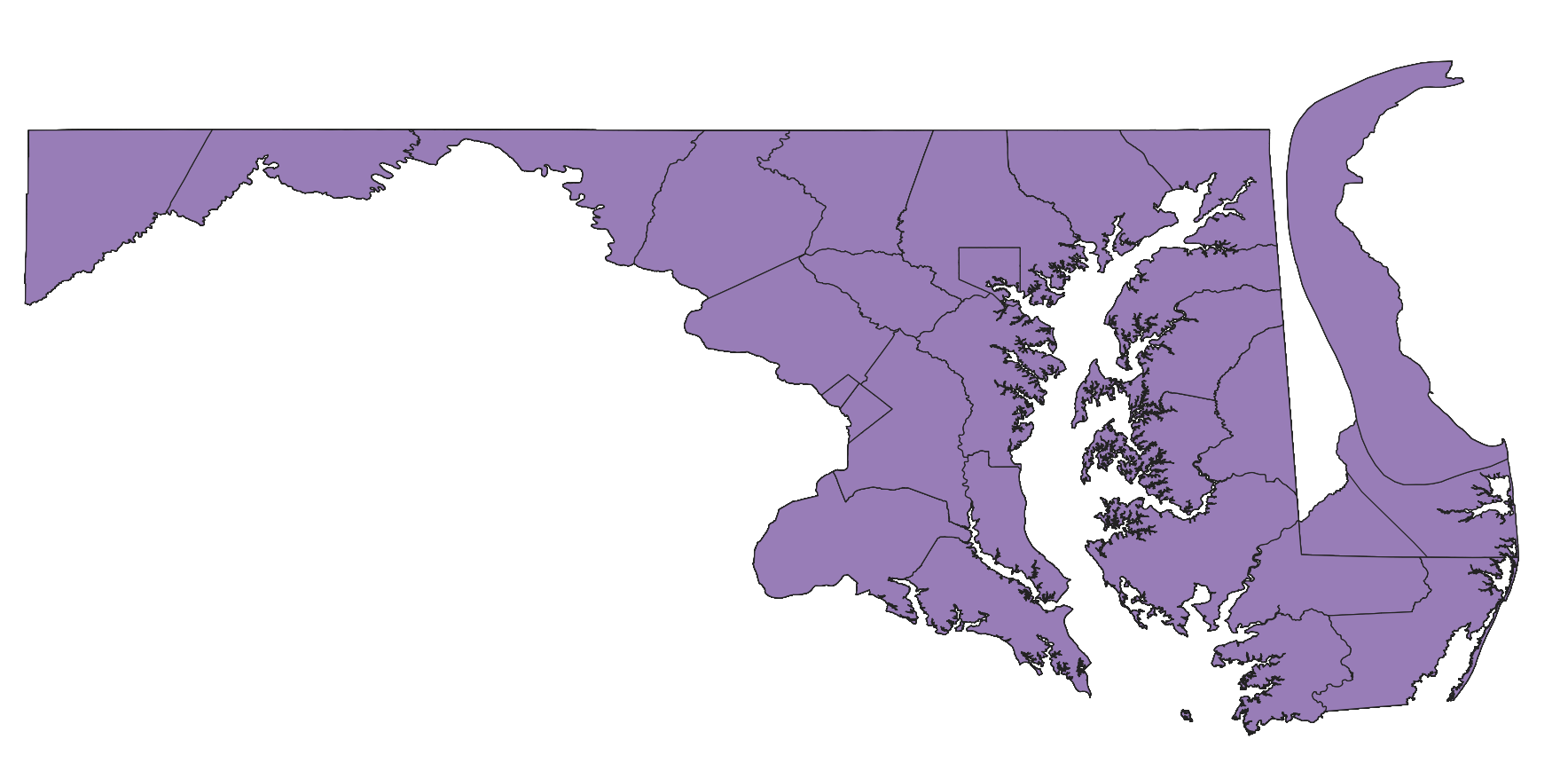 Maryland Historical County Boundary Map Dataset