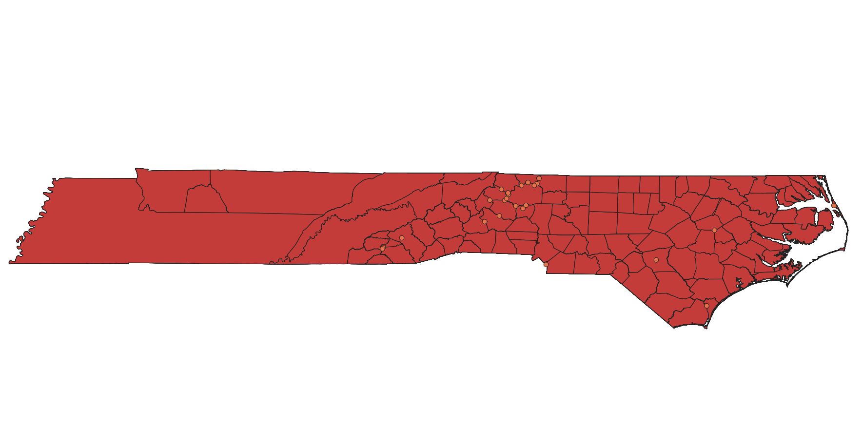 Dataset of historical county boundary maps of North Carolina